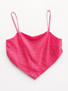 NWOT Rue21 Pink Sequin Hanky Hem Crop Tank Top Cami